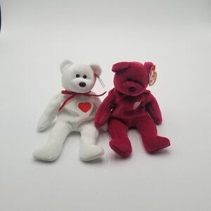 Ty Beanie Baby Valentino And Valentina Bear Set Valentine’s Day Couple Retired